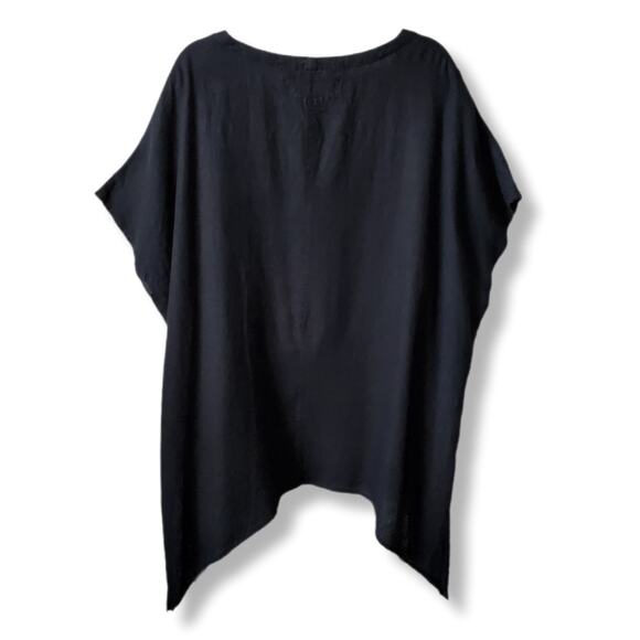 Olars Ulla Sweden Black Linen Tunic Top 1X Lagenlook Minimalist Modern Relaxed - Picture 5 of 10